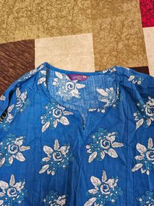 Blue Floral Print Kurta Tunic(S)