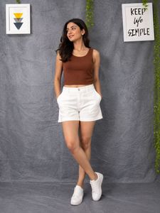Brown Cropped Knit Tank Top