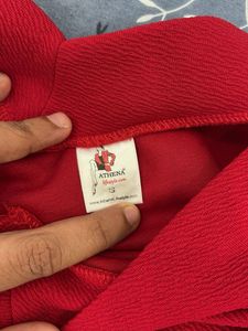 Red Off-Shoulder Balloon Sleeve Top