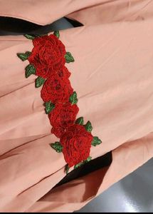 Peach Embroidered Rose Top 34 Bust