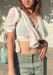 Off White Stylish Wrap Top