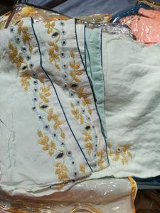 Embroidered Navy Blue Silk Blouse