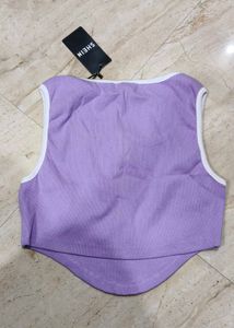 SHEIN Lavender Square Neck Crop Top