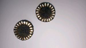 Black Colour Kundan Style Earrings Tops