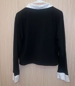 Black Collared Top with Heart Detail