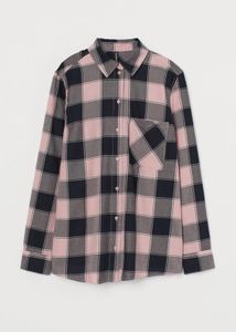 H&amp;M Pink &amp; Black Checked Oversized Shirt Size XS