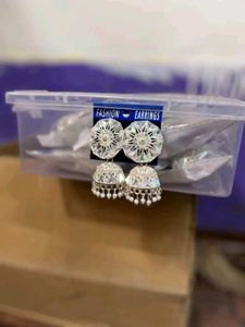 Stunning Jhumka Earrings with Crystal Embellishmen