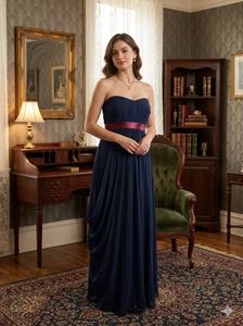 3 for 999 Elegant Navy Blue Strapless Gown