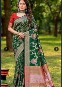 Beautiful Green & Baby Pink Saree