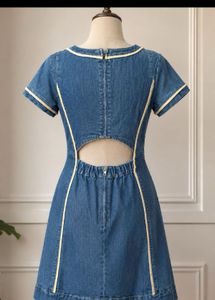 Denim Dress with Piping Detail