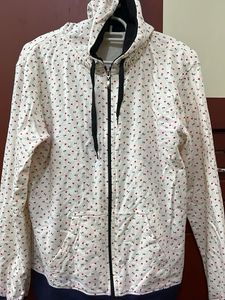 Cute Heart Print Zip-Up Hoodie