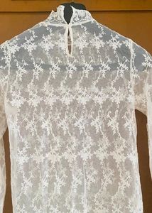 Net High Neck Full Sleeve Top
