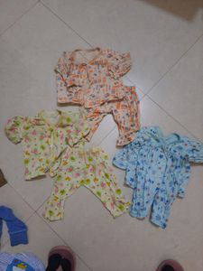 Baby Cotton Night Suit 3 Pairs