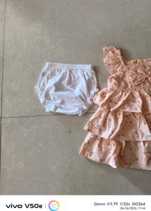 Adorable Peach Cherry Print  with Ruffles fro