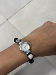 Women's Watch with Crystal &amp; Bead Bracelet