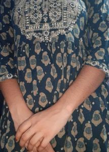Elegant Navy Blue Printed Kurta