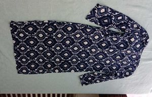 Navy Blue Ikat Print Kurta