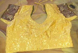 Elegant Teal Saree with Gold Blouse