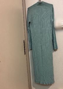 Sea Green Ribbed Knit Maxi Dress