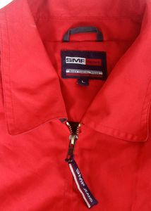Men's Red Zip-Up Casual Jacket