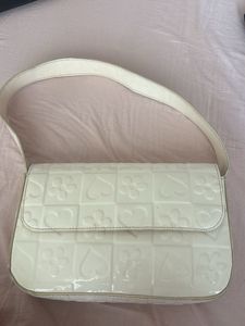 Cute Cream Shoulder Bag with Heart & Flower Design