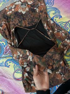 ZARA Floral Print Backless Maxi Dress