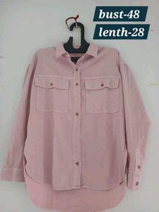 Pink Button-Up Oversized Shirt