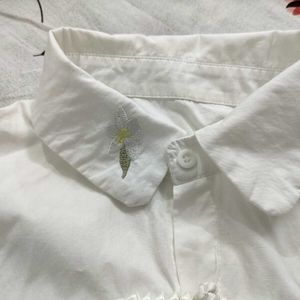 White Mandarin Collar Blouse