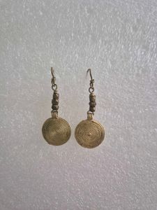 Boho Spiral Disk Earrings - Unused