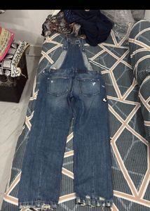 Distressed Denim Overalls with Patches