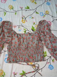 Floral Print Square Neck Top