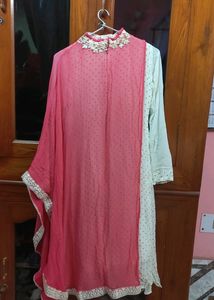 Elegant Peach and White Ethnic Outfit