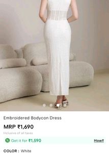 Elegant White Embroidered Bodycon Dress
