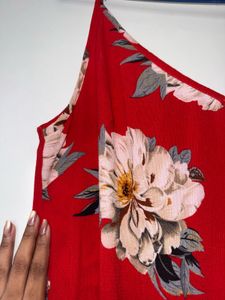 Red Floral Maxi Dress with Slit