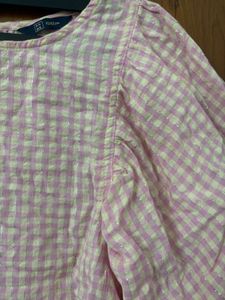 🌸Pink Gingham Balloon Sleeve Top