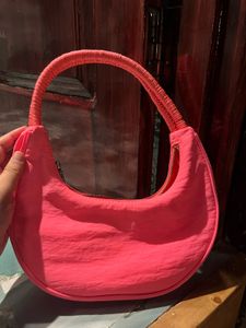MANGO Vibrant Pink Crescent Shoulder Bag