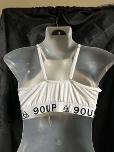 White Sports Bra with Logo Band