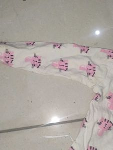 Baby Girl's Cute Cat Print Sleepsuit &amp; Hat Set