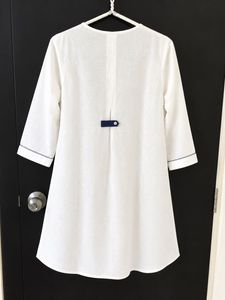 White short Kurta with Blue Embroidery