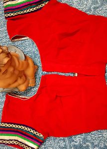 Vibrant Purple &amp; Red Indian Saree