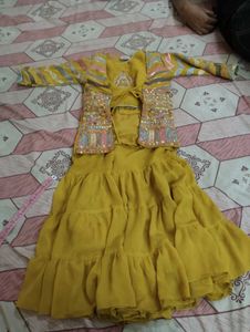 Girls' Ethnic Dress with Embellished Jacket