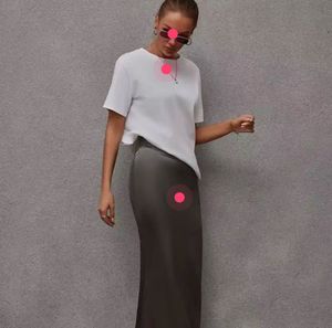Elegant Grey Satin Skirt