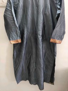 Stylish Grey Kurta with Gold Trim
