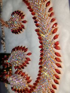 Elegant Red &amp; Crystal Necklace Set