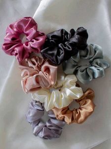Satin Scrunchies Hair Ties - Pack of 5