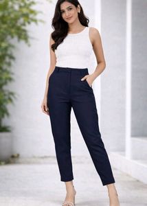 Classic Women Silm Fit Navy Trousers