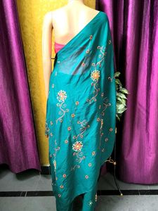 Elegant Teal Embroidered Dupatta &amp; Pant Set