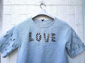 New with tag Light Blue "LOVE" Embellished T-Shirt
