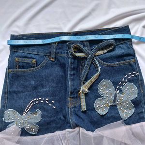 Denim Skirt with Butterfly Applique✨️🎀