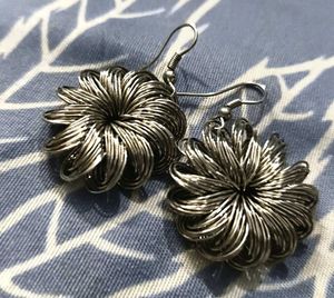 Boho Oxidized Silver Jhumka Earrings Set